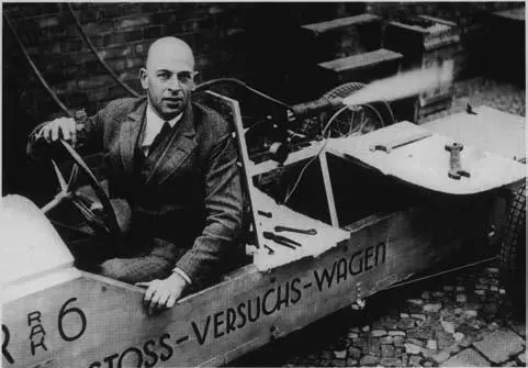 Max Valier tests his new liquidfuel rocketcar motor at the Heylandt Company - фото 12