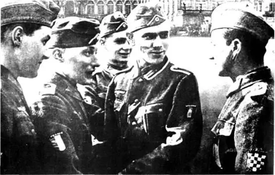 Валлонские французские и хорватские добровольцы с нашивками на правых и левых - фото 6
