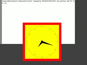 Рис 23 Запустим программу xclock Рис 23 При ее запуске мы использовали - фото 96