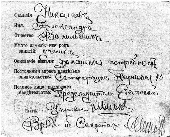 Разрешение прадеда Александра на въезд в революционный Петроград 1917 - фото 10