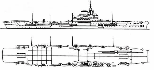 Авианосец Ark Royal Построен 1938 г 27720 т 16x114 мм 48x40 мм до 54 - фото 63