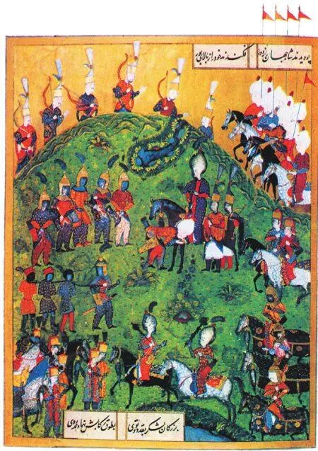 Турецкая миниатюра 1521 года В верхней части изображены янычары с луками - фото 381