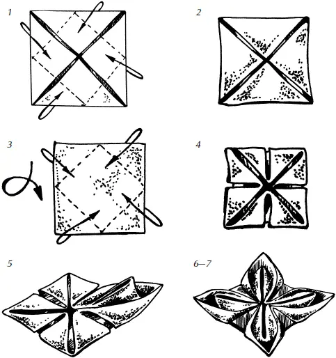 Рис 111 Артишок Морская звезда 1 Салфетку сложить гармошкой в шесть - фото 120