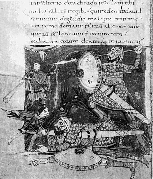 Рис 142 Битва Давида с Голиафом Миниатюра из Stuttgarter Psalter - фото 42