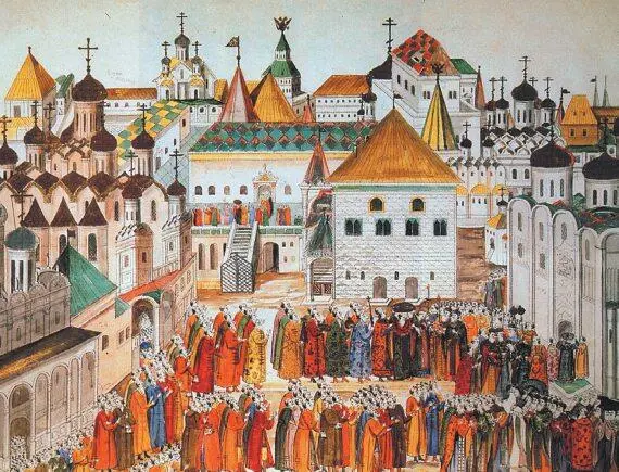 Архангельский собор в XVII веке Миниатюра из Книги об избрании на царство - фото 519