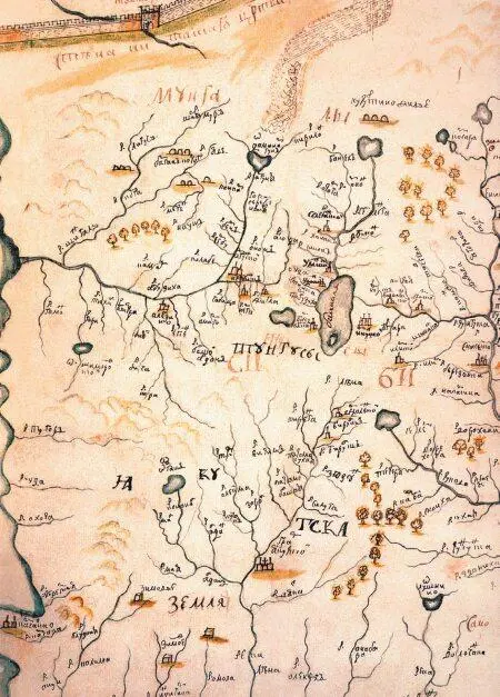 Рукописная карта Сибири круга С У Ремезова Восточная часть Карта - фото 556