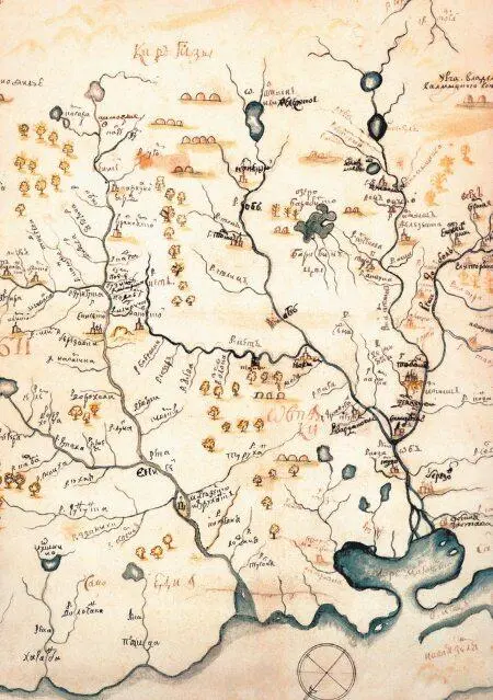 Рукописная карта Сибири круга С У Ремезова Центральная часть Около 1718 - фото 557