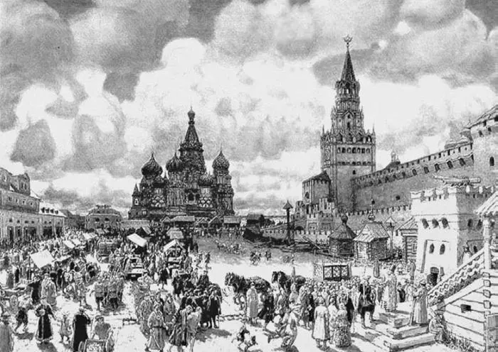 А М Васнецов Вид Красной площади во второй половине ХVII в Акварель 1925 - фото 18