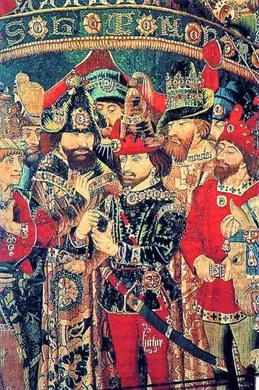 Античные герои Троянской войны Гектор и Менелай Фрагмент ковра из Турне - фото 367