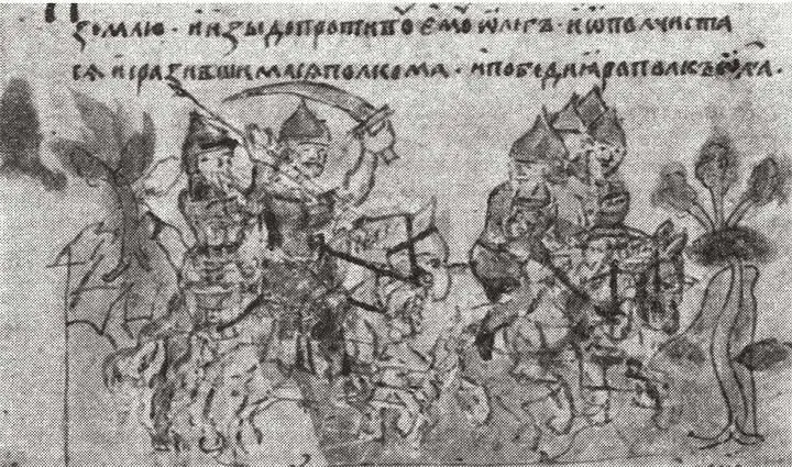 Бегство древлянского князя Олега Святославича Миниатюра Радзивилловской - фото 5