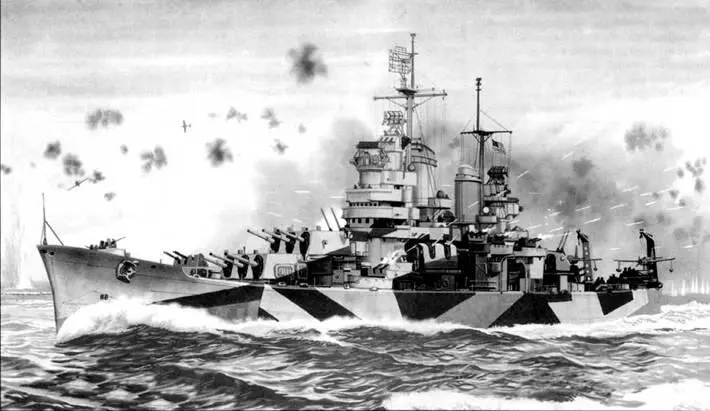 Крейсер Балтимор СА68 ведет огонь из всех своих зенитных орудий по - фото 1