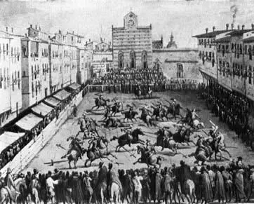 23 Ajoust in the Piazza Santa Croce where chariot races and games ofcalcio - фото 26