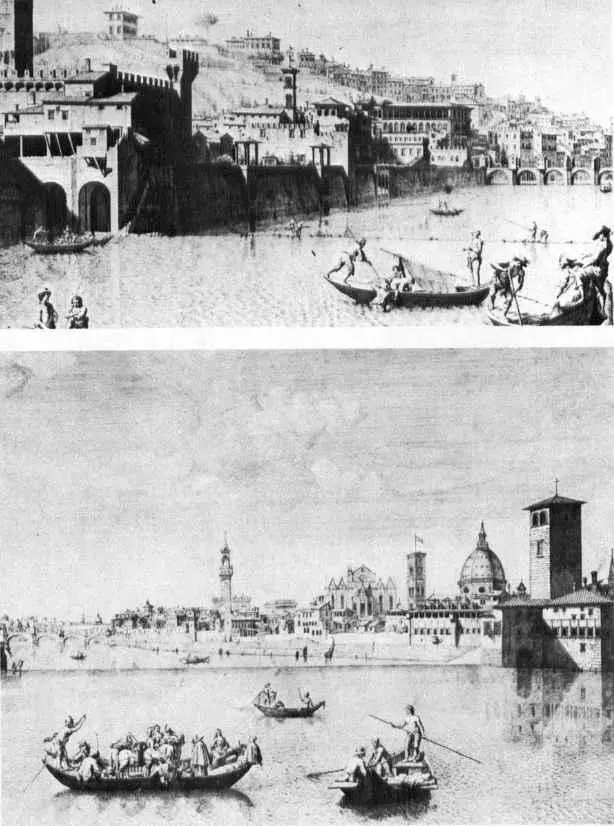 31 and 32 Two views of Florence from the Arno In the lower picture the - фото 34