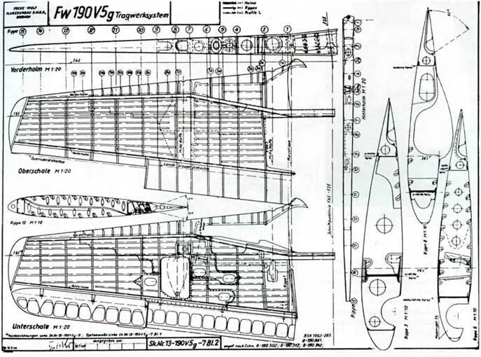 Конструкция крыла Fw 190 V5g бывшего прототипом для ранних серий Хвостовое - фото 119