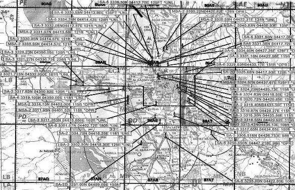 A map of the known SAM sites around Baghdad in the early days of the second - фото 19
