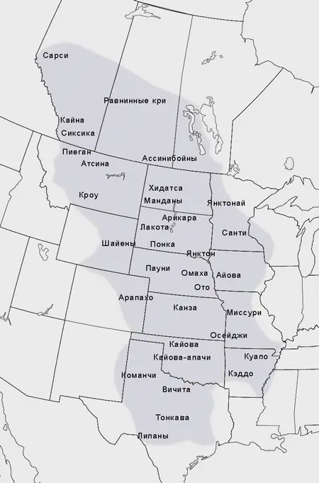 Карта расселения племен Дикого Запада Типичными кочевниками были сиу сичангу - фото 9
