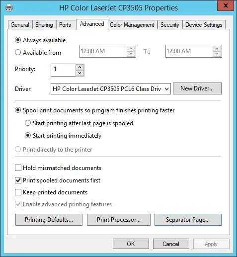 FIGURE 1010You configure print job scheduling and priority on the Advanced - фото 170