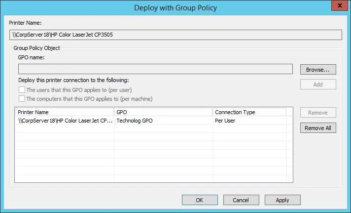 FIGURE 108Select the GPO to use for deploying the printer connection 3Tap - фото 167
