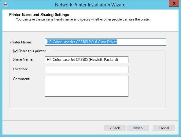 FIGURE 104Set the printer name and share name 7The next page lets you - фото 163