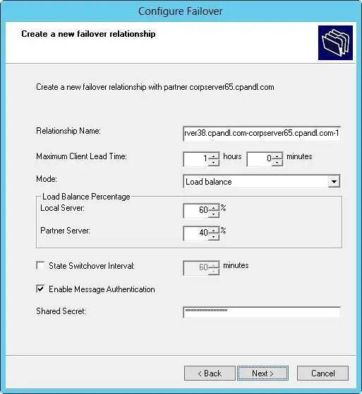 FIGURE 811Specify the load balance percentage for the local server and the - фото 133