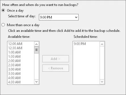 FIGURE 115Select the time to start running the backup 5On the Specify - фото 182