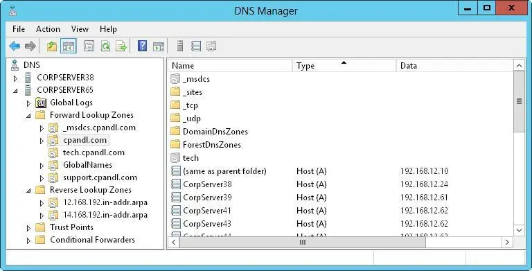 FIGURE 94Manage local and remote DNS servers by using the DNS Manager console - фото 144