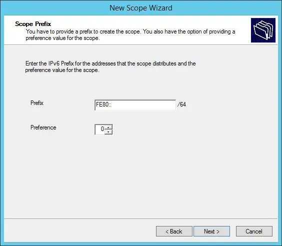 FIGURE 88In the New Scope Wizard enter the network prefix and preference - фото 130