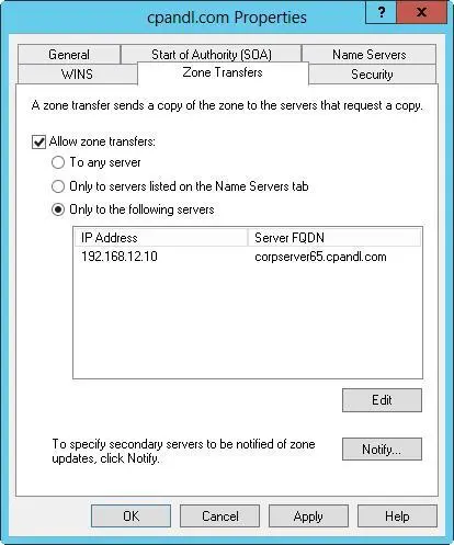FIGURE 99Use the Zone Transfers tab to allow zone transfers to any server or - фото 151