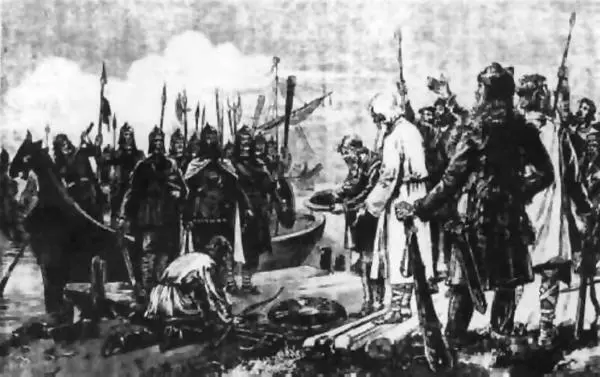 Рисунок XIX века Вот так это тогда представляли норманнская русь в - фото 10