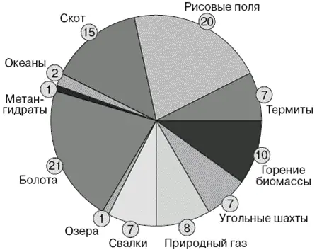 Рисунок 2 Доля разных источников метана в атмосфере Рисунок 3 Доля разных - фото 4
