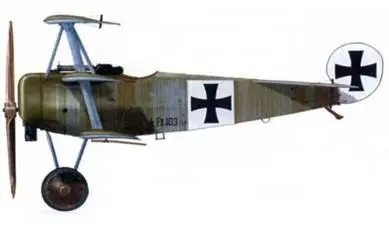 Фоккер FI 10317 лейтенанта Вернера Фосса Jasta 10 Марки сентябрь 1917 г - фото 122