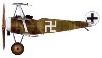 Фоккер Dr 1 41917 лейтенанта Вальтера Гётча Jasta 19 Балатрэ апрель 1918 г - фото 150