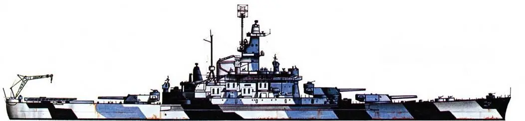 Левый борт линкора Индиана январь 1944 г схема окраски Ms 32 - фото 122