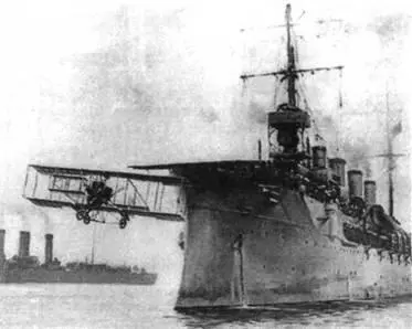 Взлет Юджина Эли с крейсера Бирмингем Посадка Эли на броненосный крейсер - фото 46