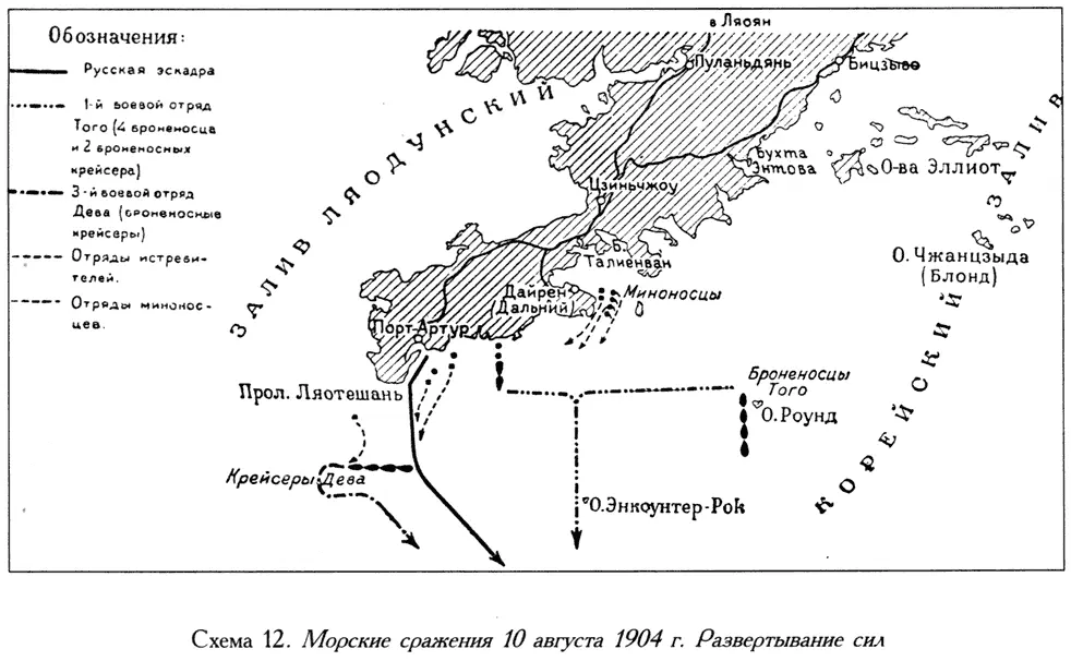 Схема 12 Морские сражения 10 августа 1904 г Развертывание сил Схема 13 - фото 12