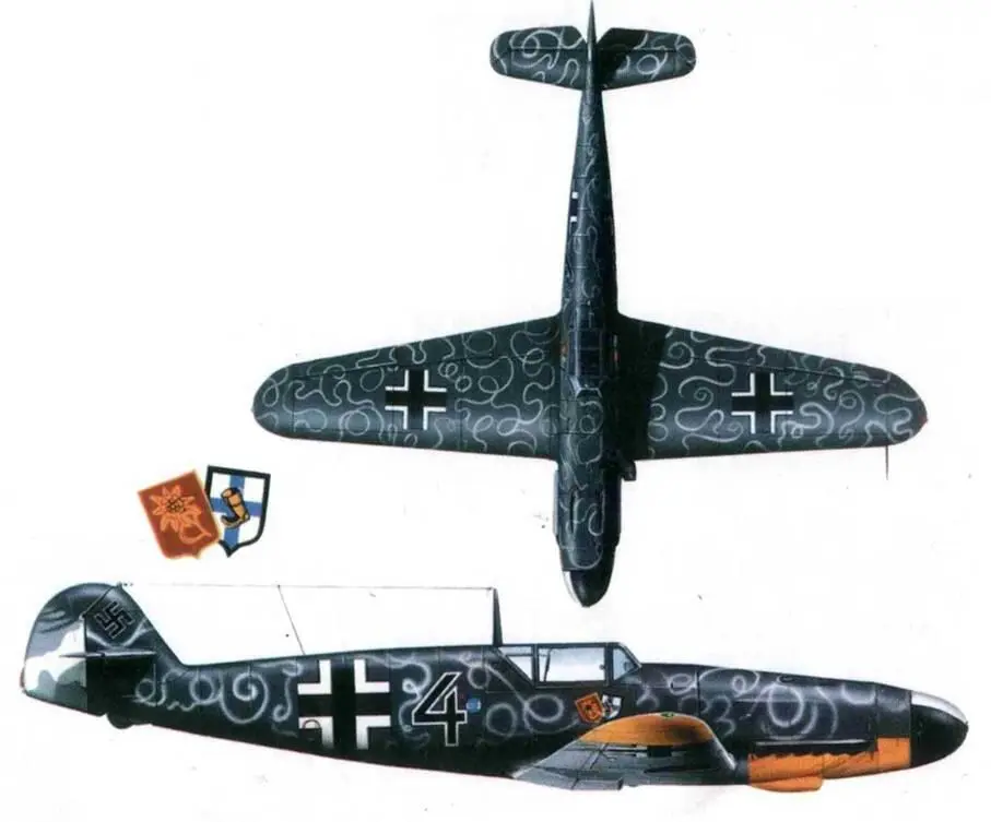 Me 109F4 черная 4 8JG 5 оберфельдфебель Карл Шульц Петсамо Финляндия - фото 124