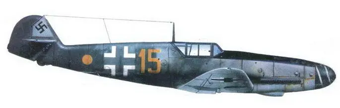 Me 109G2 желтая 15 из IVJG 5 Норвегия 1943 год Фюзеляж носит следы - фото 189