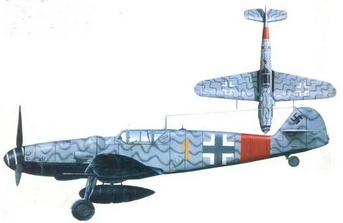 Me 109G6R6 желтая 1 3JG 300 Бонн Хангеляр Германия 1944 год - фото 191