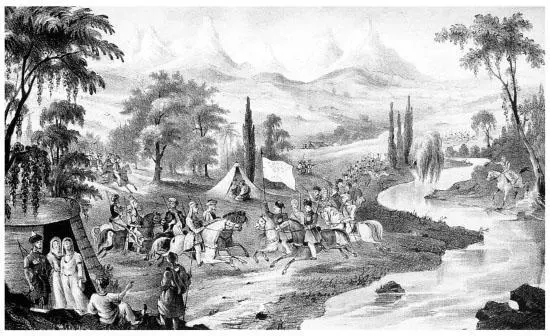 Circassian princes arriving for a conference 1836 Stone lithograph from E - фото 24