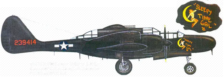 SLEEPЕ TIME GAL P61B из 6 NFS в марте 1945 г на этом истребителе летал - фото 174