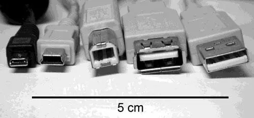Рис 35 Разъемы USB на кабеле слева направо microUSB AB miniUSB AB тип B - фото 15
