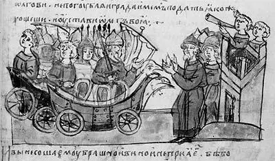 Рис 112 Воины русского князя Олега поставив корабли на колеса идут брать - фото 12