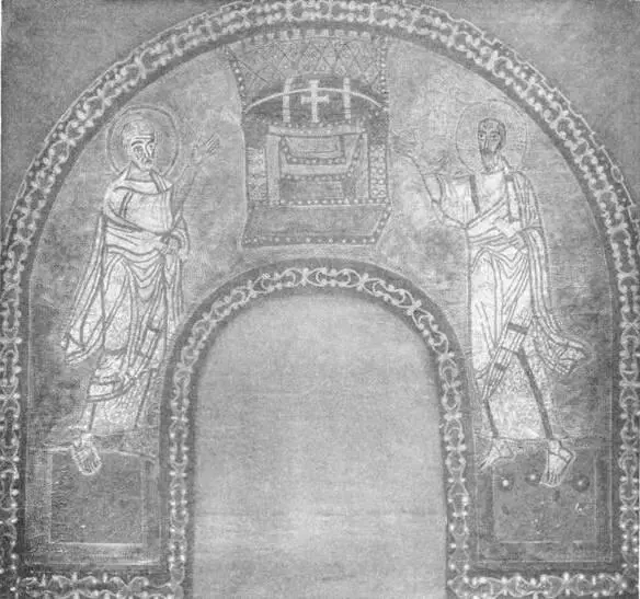 MOSAIC OF SS PETER AND PAUL POINTING TO A THRONE ON GOLD BACKGROUND From - фото 128