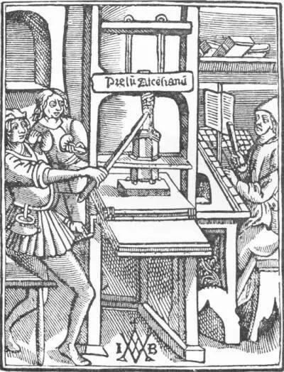 AN EARLY PRINTING PRESS From an old print Throughout his books a little - фото 160