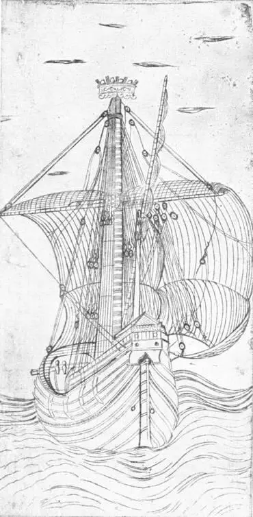 EARLY ITALIAN ENGRAVING OF A SAILING SHIP In the British Museum Two - фото 163