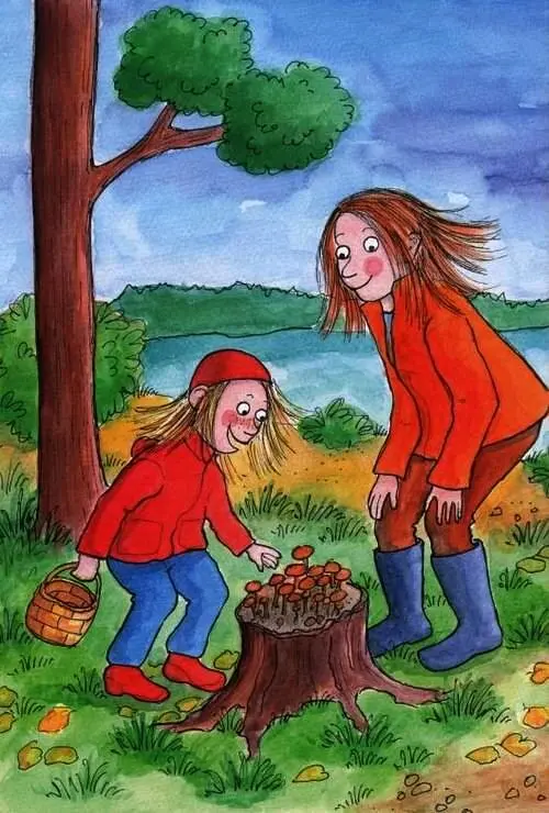 Я пошла с мамой за грибами Мы взяли корзины для грибов книгу про грибы и нож - фото 32