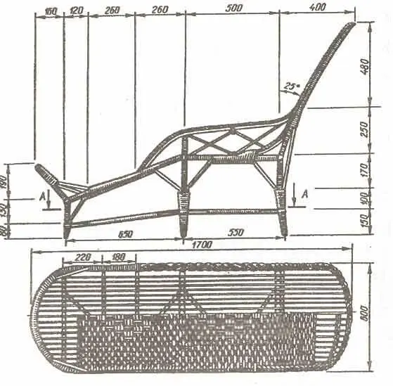 Рис 70 Изготовление плетеной кушетки Кушетка из лозы рис 71 Нижняя - фото 80