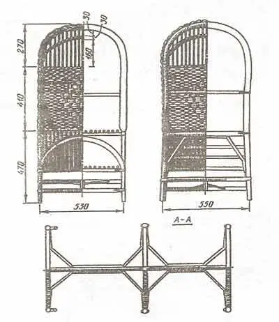 Рис 70 Изготовление плетеной кушетки Кушетка из лозы рис 71 Нижняя - фото 81