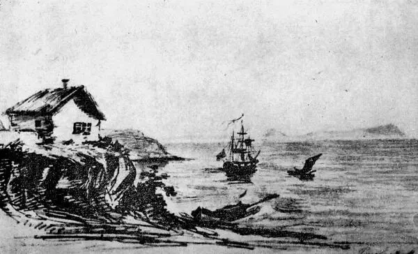 17 Тамань Домик над морским обрывом Рисунок Лермонтова Карандаш 1837 - фото 63