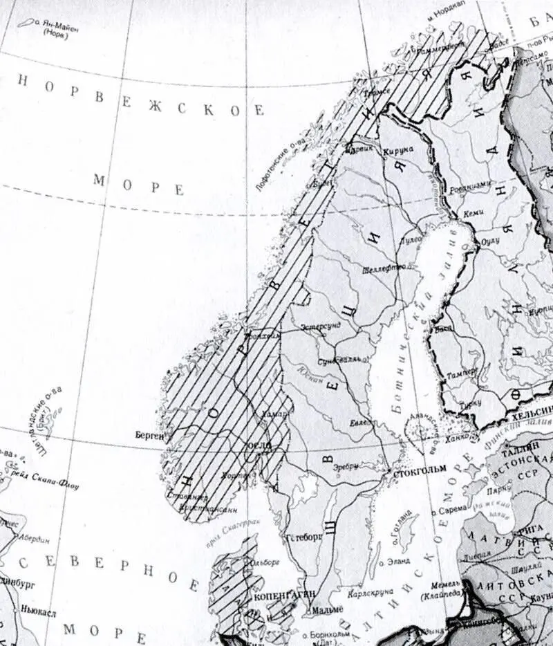 Район действия Тирпица на карте побережья Норвегии Схема осуществления - фото 1